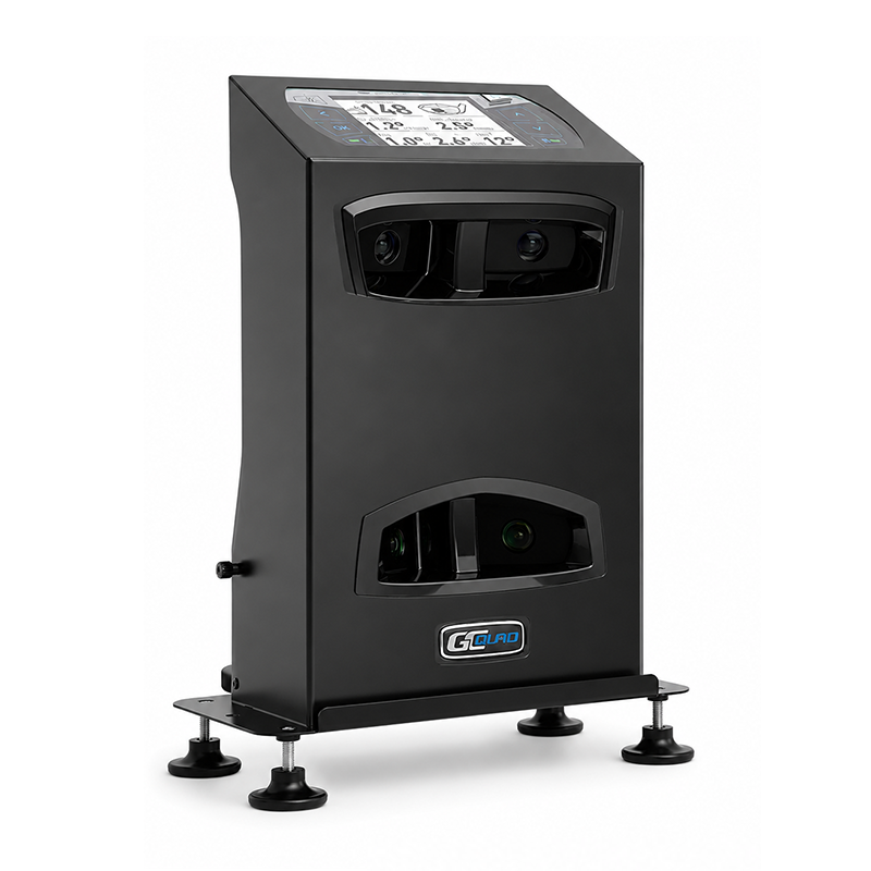GCQuad launch monitor secured in Steelink protective case with data display