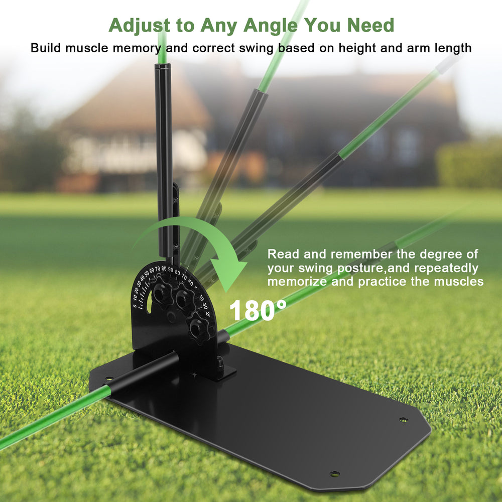 Golf alignment stick holder - adjust to any angle, 180 degree range for muscle memory