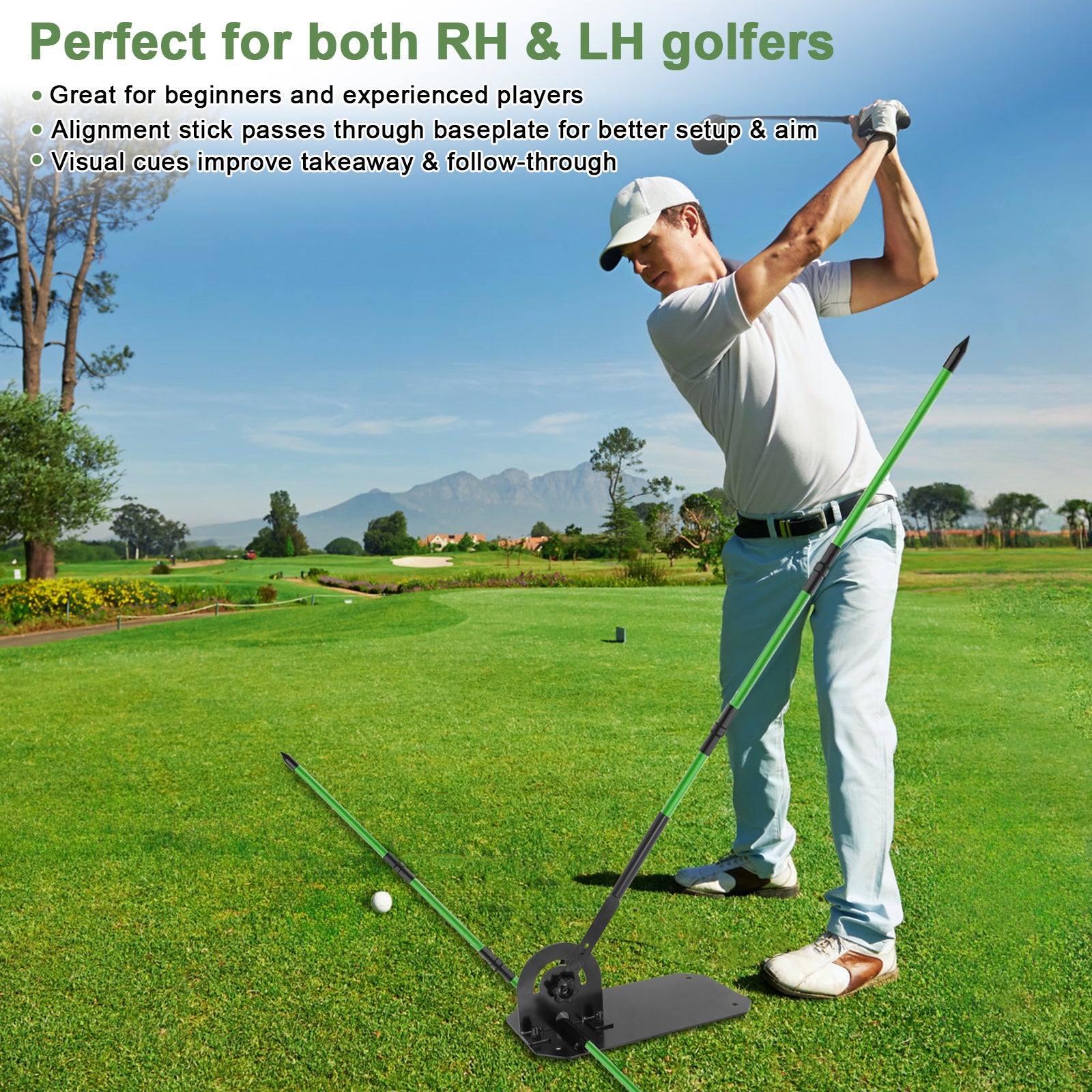 Golf alignment stick holder - perfect for both right and left handed golfers