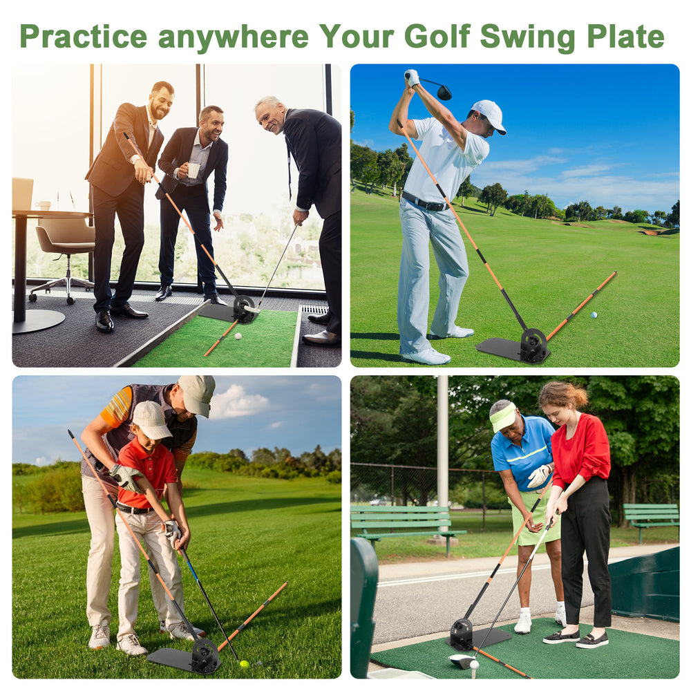 Golf swing trainer plate - practice anywhere, office, course, family and friends