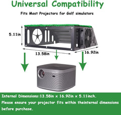 Golf simulator projector enclosure - universal compatibility, 13.58x16.92x5.11in internal