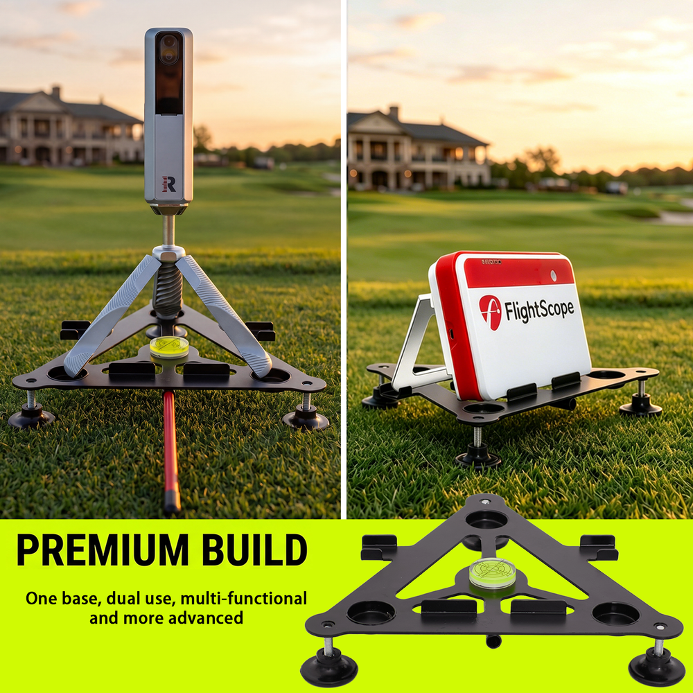 Leveling stand for launch monitor - premium build for outdoor golf course use