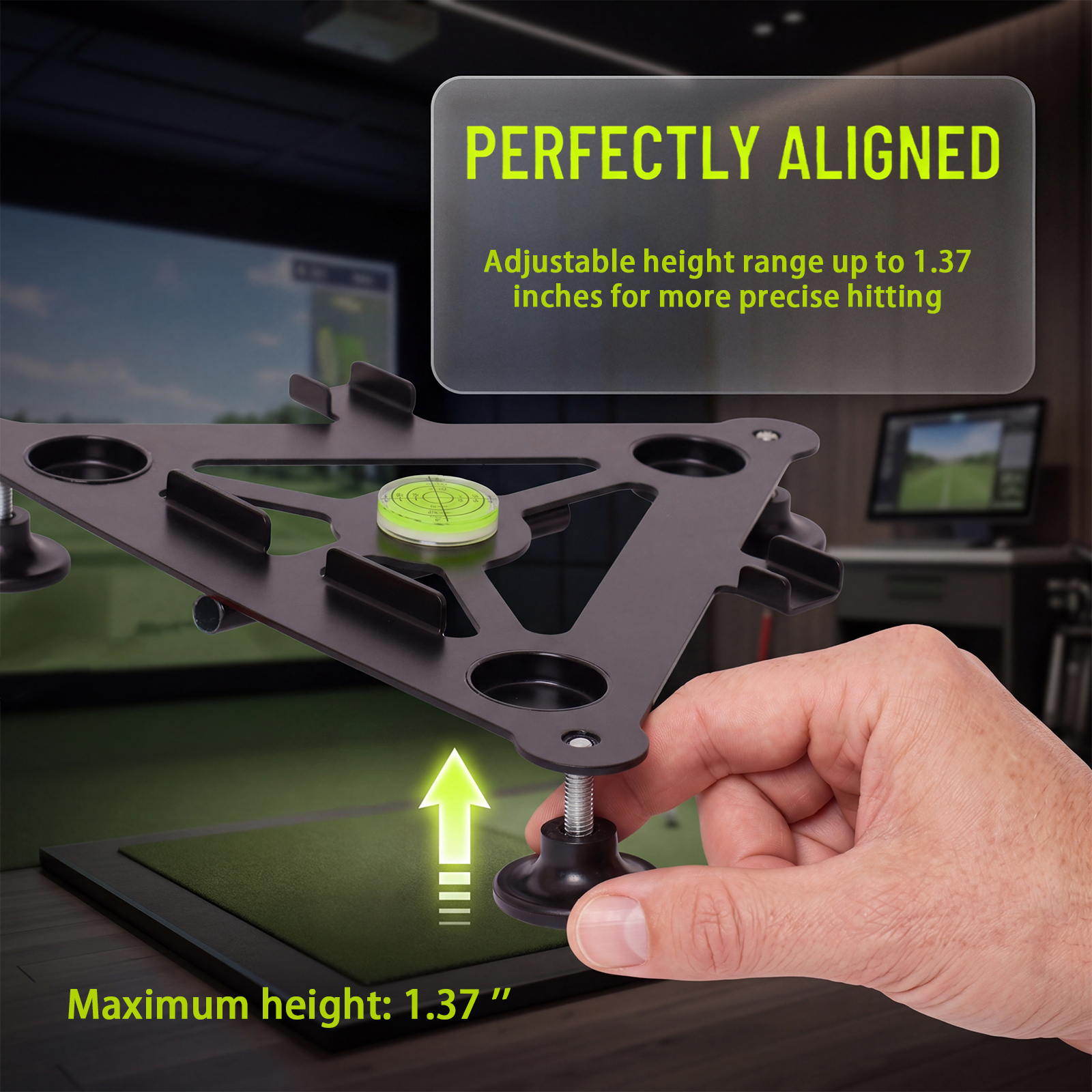 Leveling stand height adjustment - up to 1.37 inch range for precise alignment