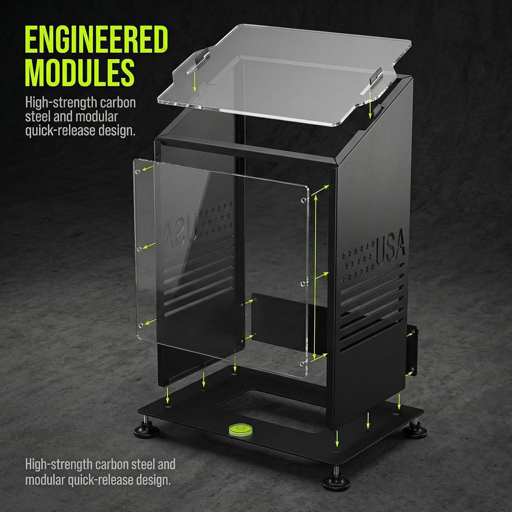 Exploded view of Garmin R50 case showing modular carbon steel and acrylic assembly