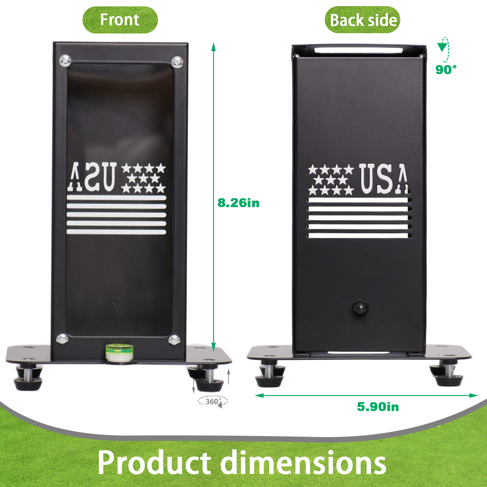 Square Golf case product dimensions: 8.26 inches tall, 5.90 inches wide, black version
