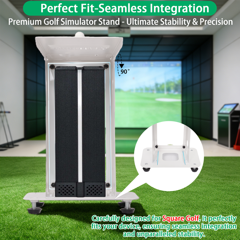 Square Golf device fitting inside the case with adjustable rotating base