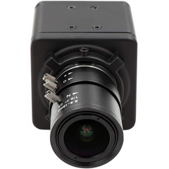 Front view of Foresight Sports USB swing camera lens with focus and zoom rings