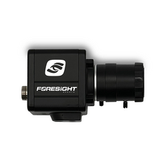Foresight Sports USB swing camera body and lens, side view showing mounting connector